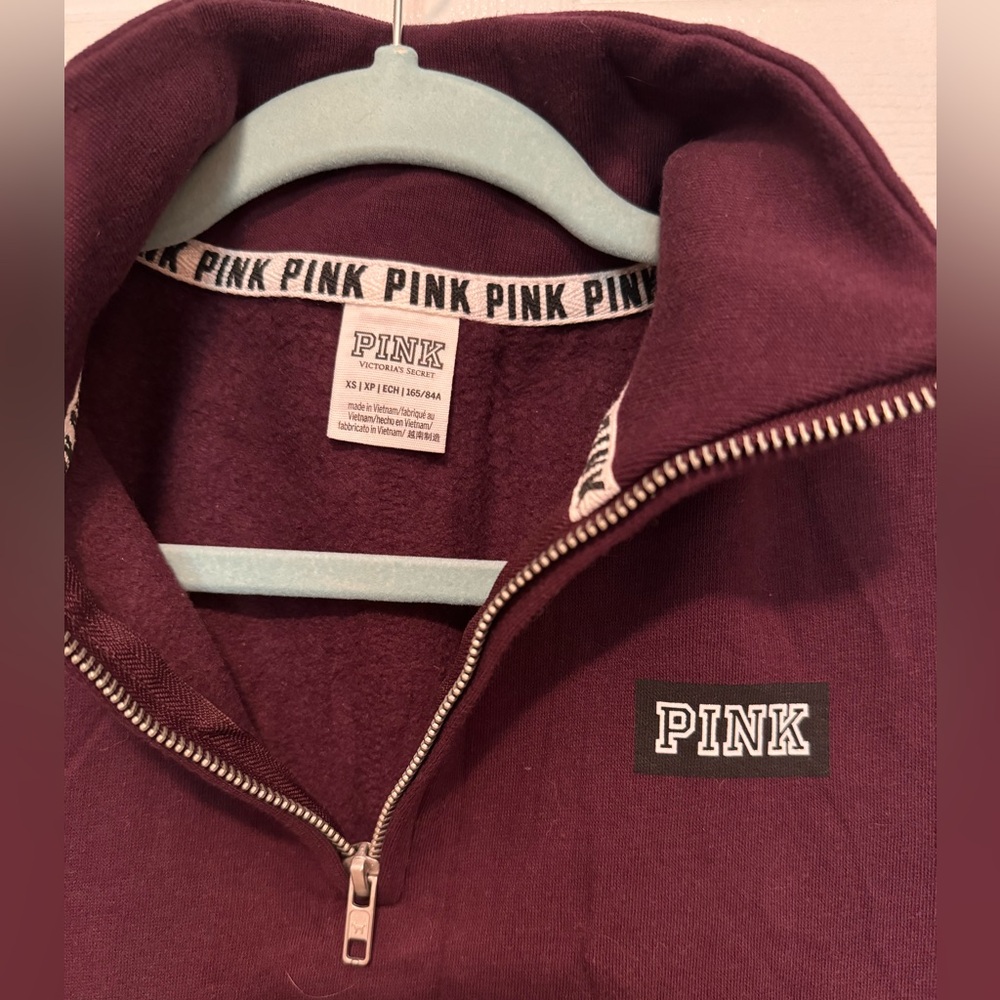 PINK quarter zip pull over Maroon